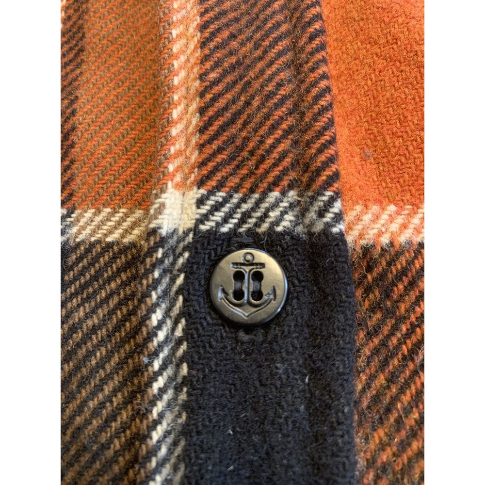 Vintage Penneys TownCraft Button Up Flannel Jacket Mens S Brown Plaid CPO 60s 70 - Picture 7 of 16